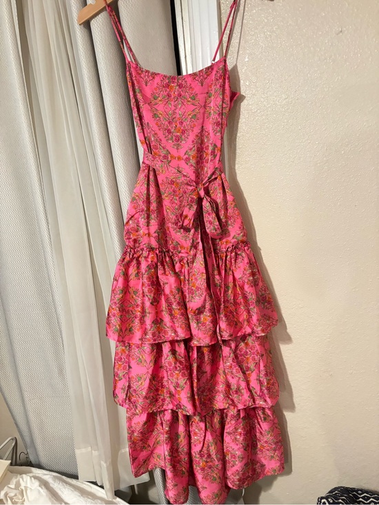 Olivaceous Dresses & Skirts - Olivaceous Pink Floral Tiered Midi Dress